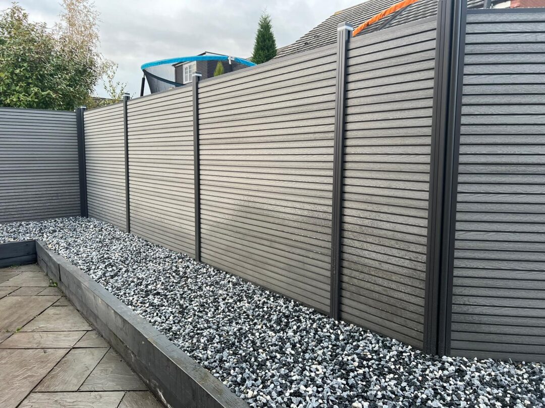 light grey composite fence